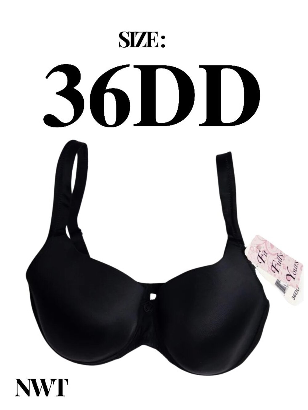Fit Fully Yours — NWT — Smooth Sweetheart Underwire Bra Black — Size 36DD